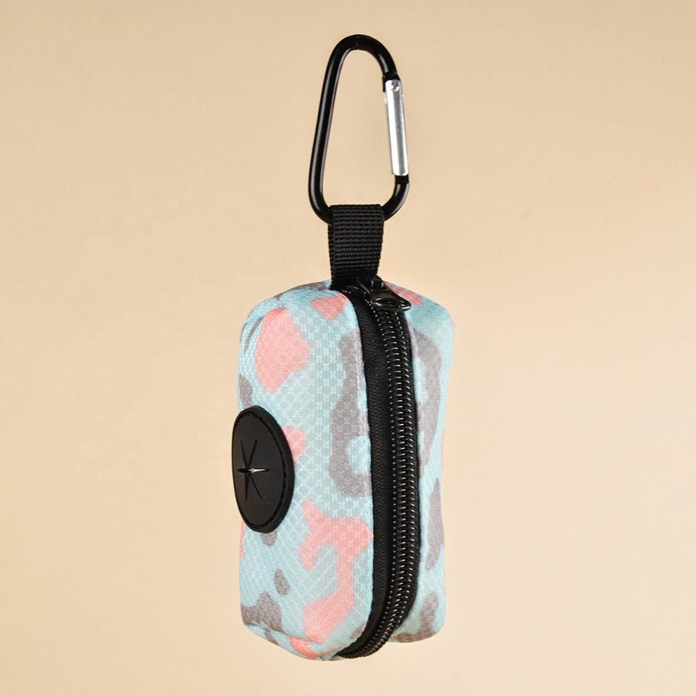Colorful Print Dog Poop Bag Dispenser Hangable with Buckle Waste Bag Organizer Zipper Garbage Bags Dispenser Pet Supplies