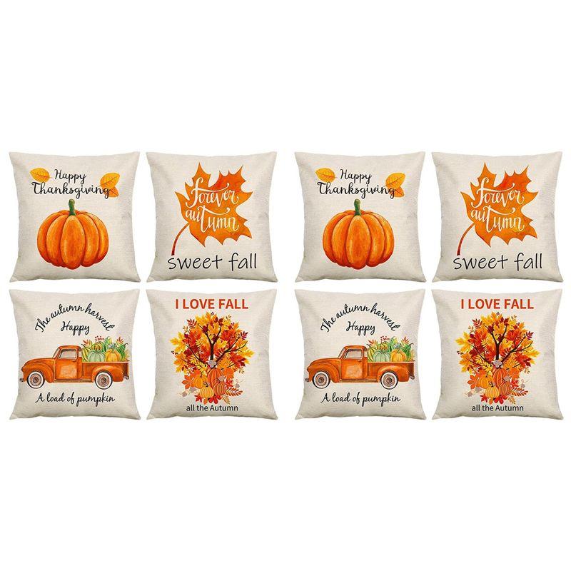 ABGR-Pillow Covers For Fall Decor 18X18 Set Of 8 Farmhouse Autumn Decorations Thanksgiving Home Decor Throw Pillows 3490₽
