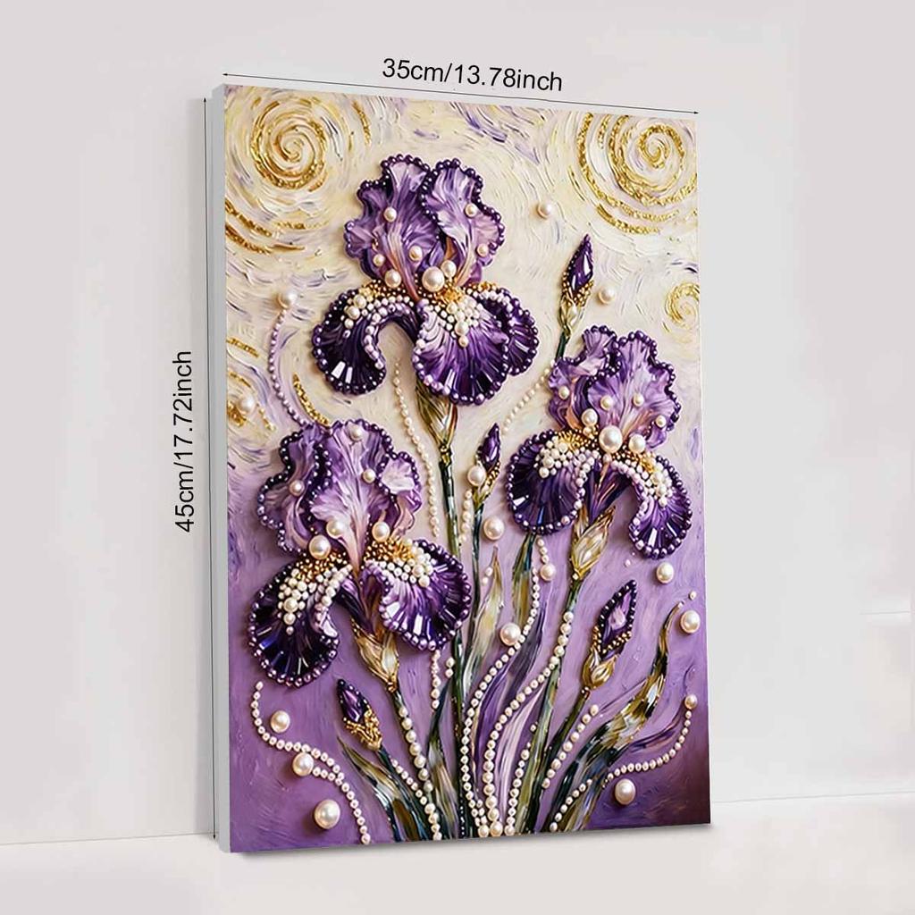 Pearl Flower DIY Diamond Art Kits 13.7x17.7inch Gem Art Diamond Painting Kits Without Frame for Adults/Beginners Gift Idea Home Wall Decor