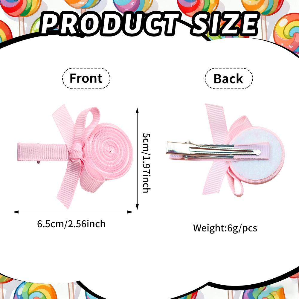 Pink Candy Edge Handmade Bow Hair Clip for Kids