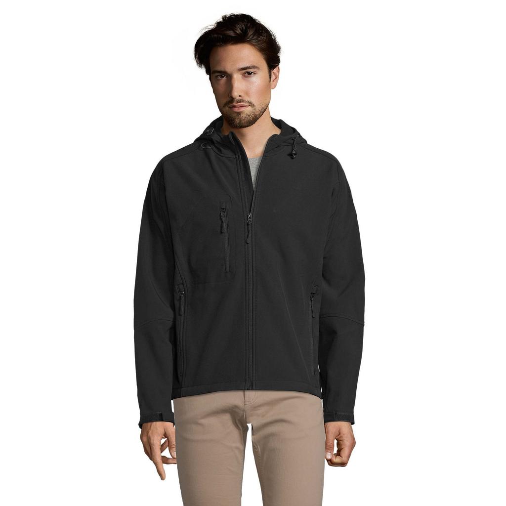 SOLS Mens Replay Hooded Soft Shell Jacket (Breathable, Windproof And Water Resistant)