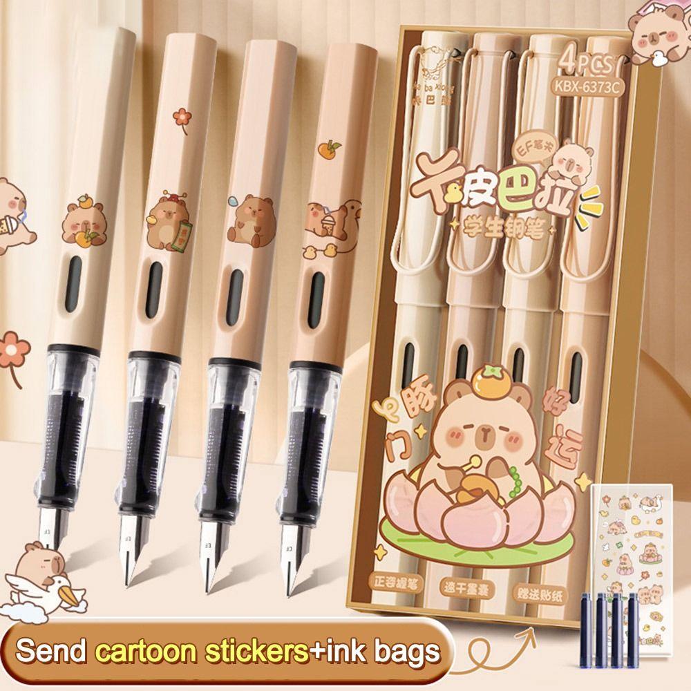 Cartoon Gel Pen with Refills Blue Ink Pen Durable Capybara Fountain Pen  for School Office