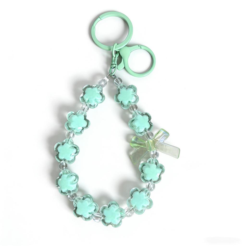 Acrylic Flower Beaded Phone Strap Keychain & Bag Accessory