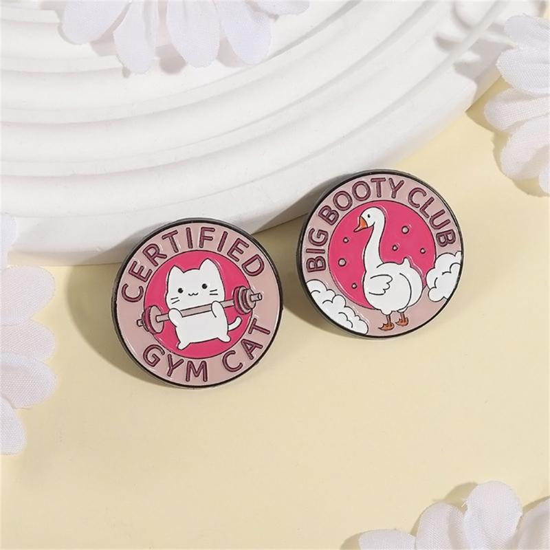 Amusing Weightlifting Animal Enamel Brooch Sturdy Alloy Sporty Accessory Gift