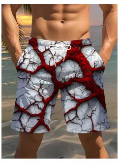Lightning print shorts, men s Hawaiian shorts, informal summer swimsuit, beach vacation, beach shorts S