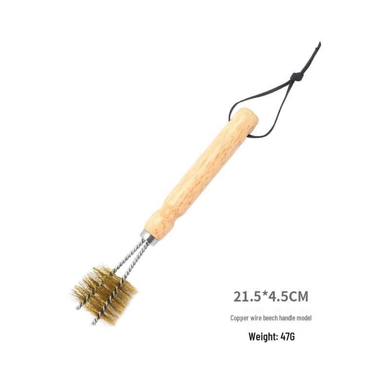 ZISIZ Double-Headed Wooden Handle BBQ Brush