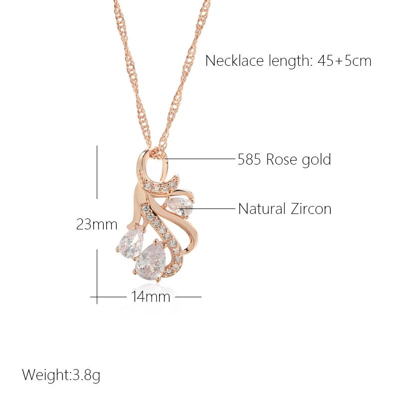 Rose Gold Color Big Pendant Necklace For Women Fashion Hollow Flowers Natural Zircon Accessories Daily Jewelry