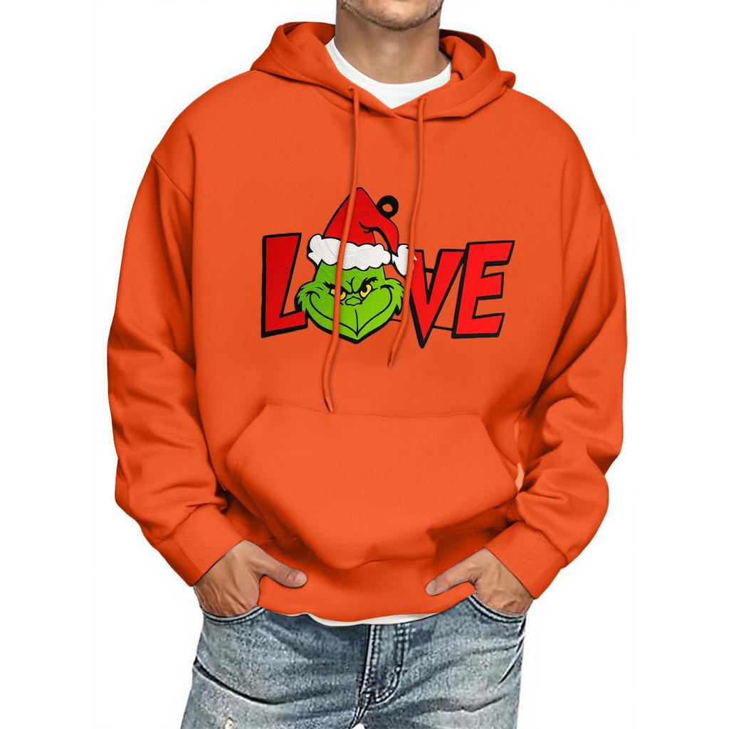 Men's Print Hooded Sweatshirt Long-Sleeve Casual Pullover Hoodie Hooded Sweatshirt