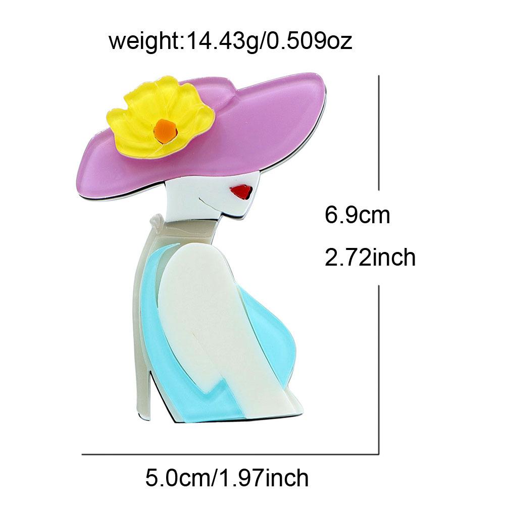 Acrylic Sheet Summer Pink Light Blue Girl Shaped Brooch Personalized Women's Brooches