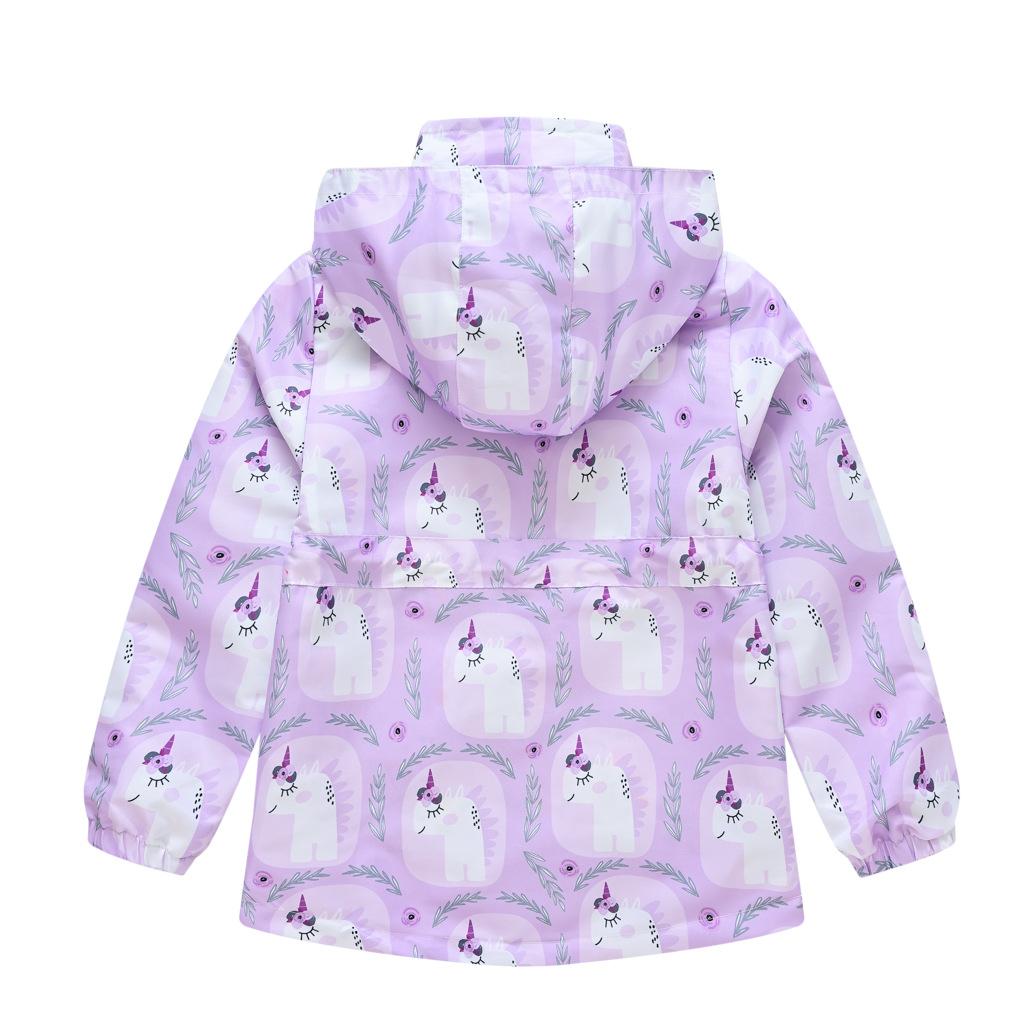 Children's Spring and Fall New Fashion Printing Rushing Coat Jacket Boys and Girls Hooded Waist Zipper Shirt Double Windbreaker