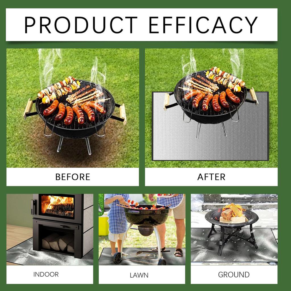 Feuerfeste Outdoor-Matte Wasserdicht Hitzebeständiges Polster Tragbarer Bodenschutz für Grill Lagerfeuer, Terrasse Strand Camping 100x100cm