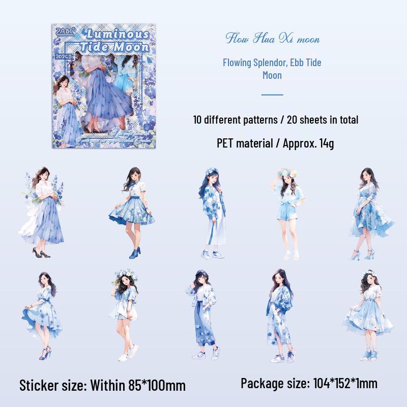 

ZABC Xiyin Mengyu Series: 20 Sheets PET Female Character Stickers
