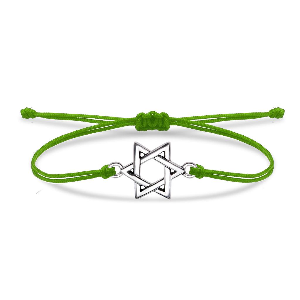 Zinc Alloy Star Of Davids Charm Bracelet Women Fashion Jewish Solomon Seal Red String Handmade Adjustable Jewelry Gift