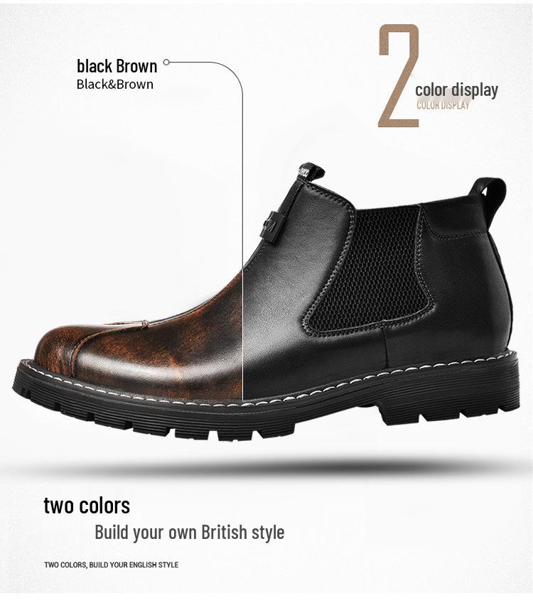 Men's Trendy Martin Boots: Versatile Retro Chelsea Leather Work Shoes in British Style