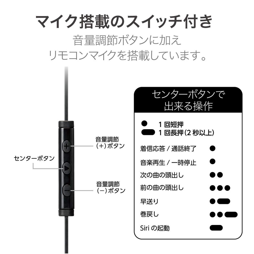 Elecom Auricolari Stereo, Tipo In-Ear, Lightning con Microfono, Musica Veloce, Nero, EHP-LFR10CMBK