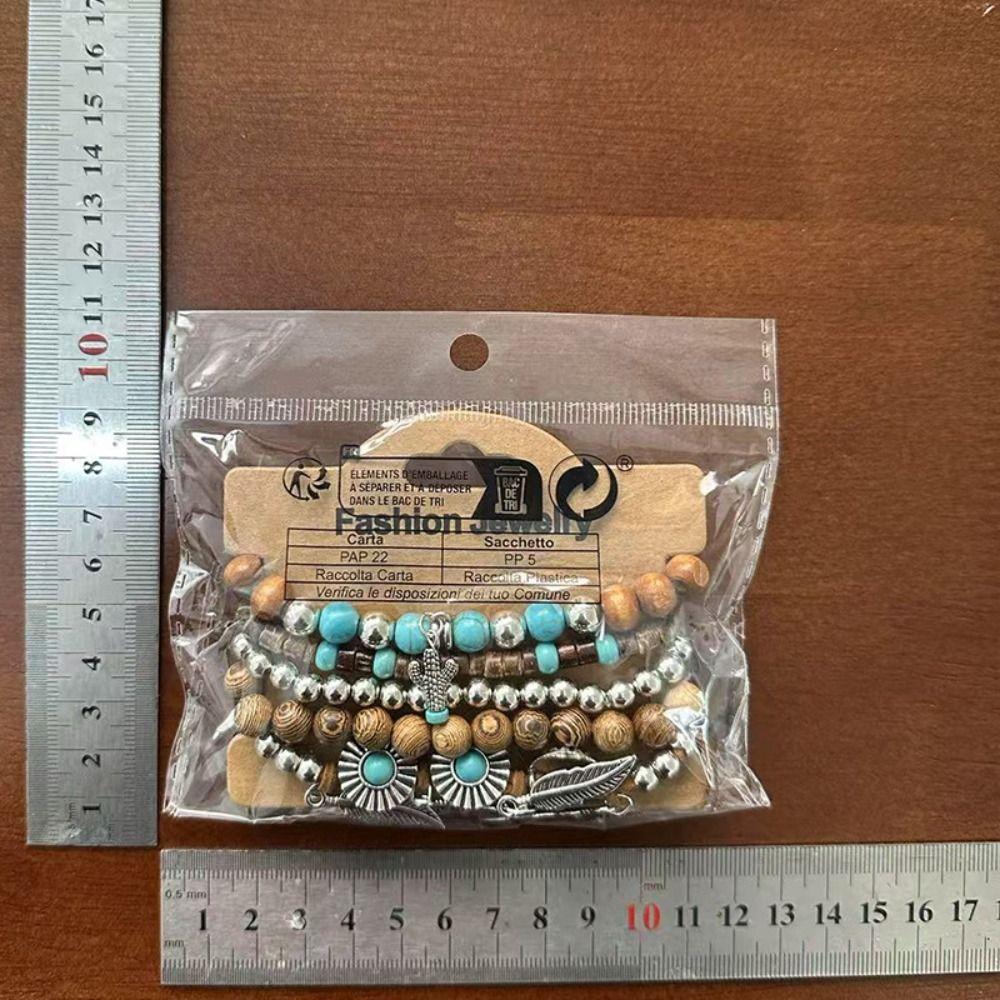 4 Stück/Set Trendige böhmische Stapelarmbänder Mehrlagige böhmische Perlenarmbänder Mädchengeschenk