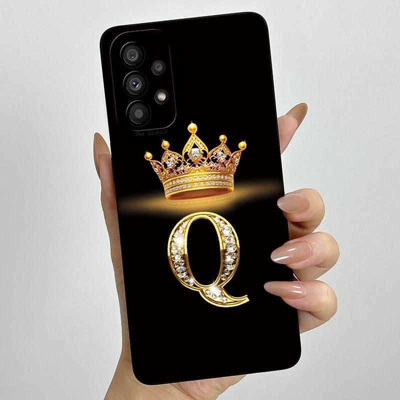 Phone Case for Samsung Galaxy A72 A52 A52S 4G 5G Liquid Silicone Soft Shockproof Lens Protective Cover Luxury Crown Letter Cases