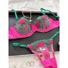 New sexy sexy mesh embroidery perspective multicolor lingerie with rims.