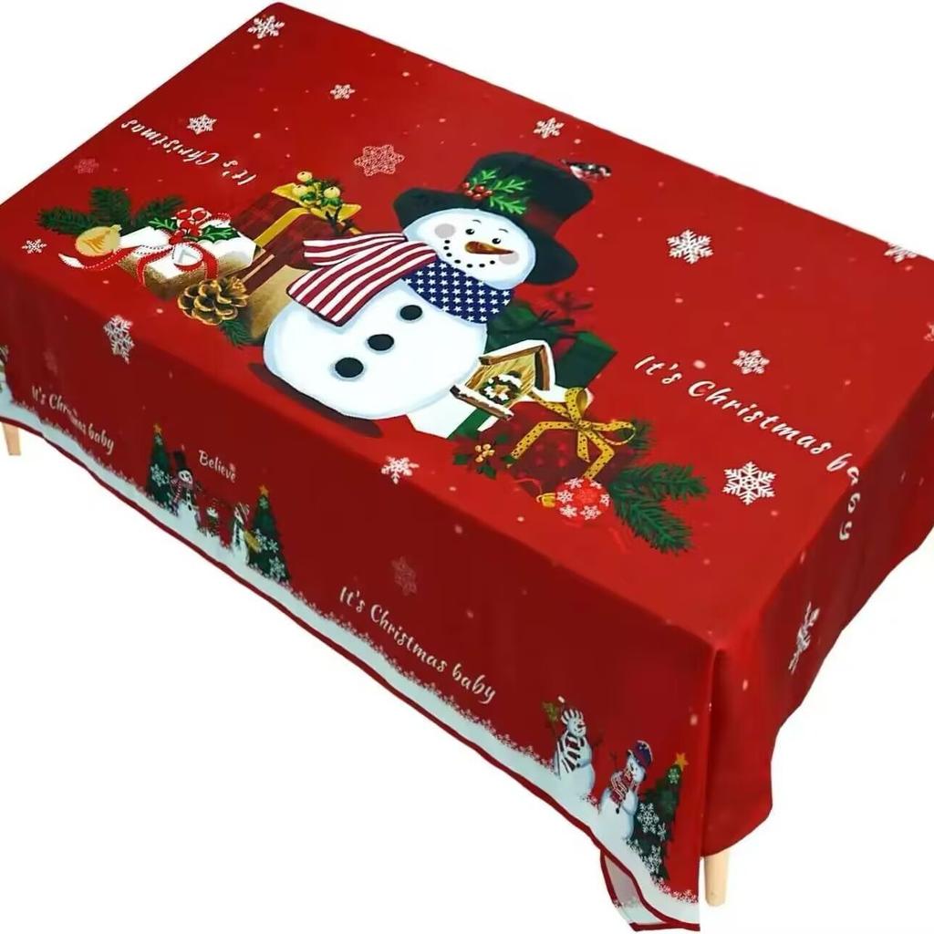Waterproof Christmas Tablecloth Digital Print Kitchen Dining Table Decor Washable Holiday Home Decor