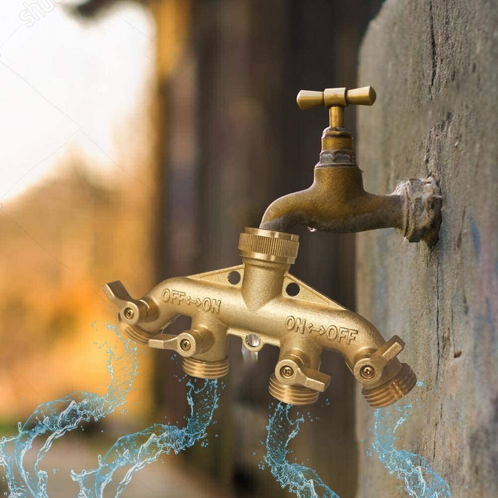 Brass Garden Hose Diverter Solid Brass Hose Fitting 3/4" Hose Fitting Adapter 4 Valve American Garden Hose Fitting Diverter