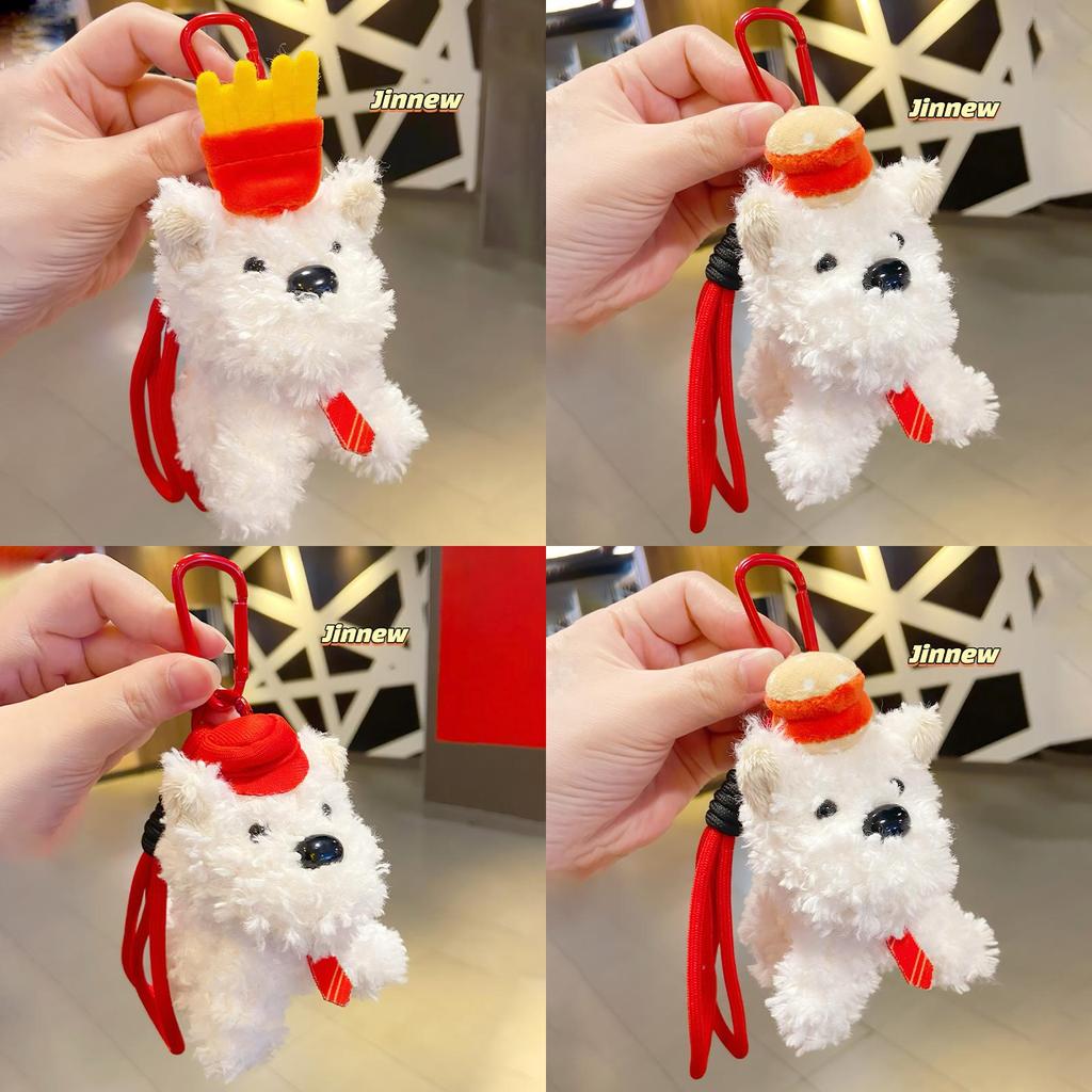Jinnew Hamburger Fries West Highland Terrier Plush Keychain With Cartoon Style For Bag Accessories