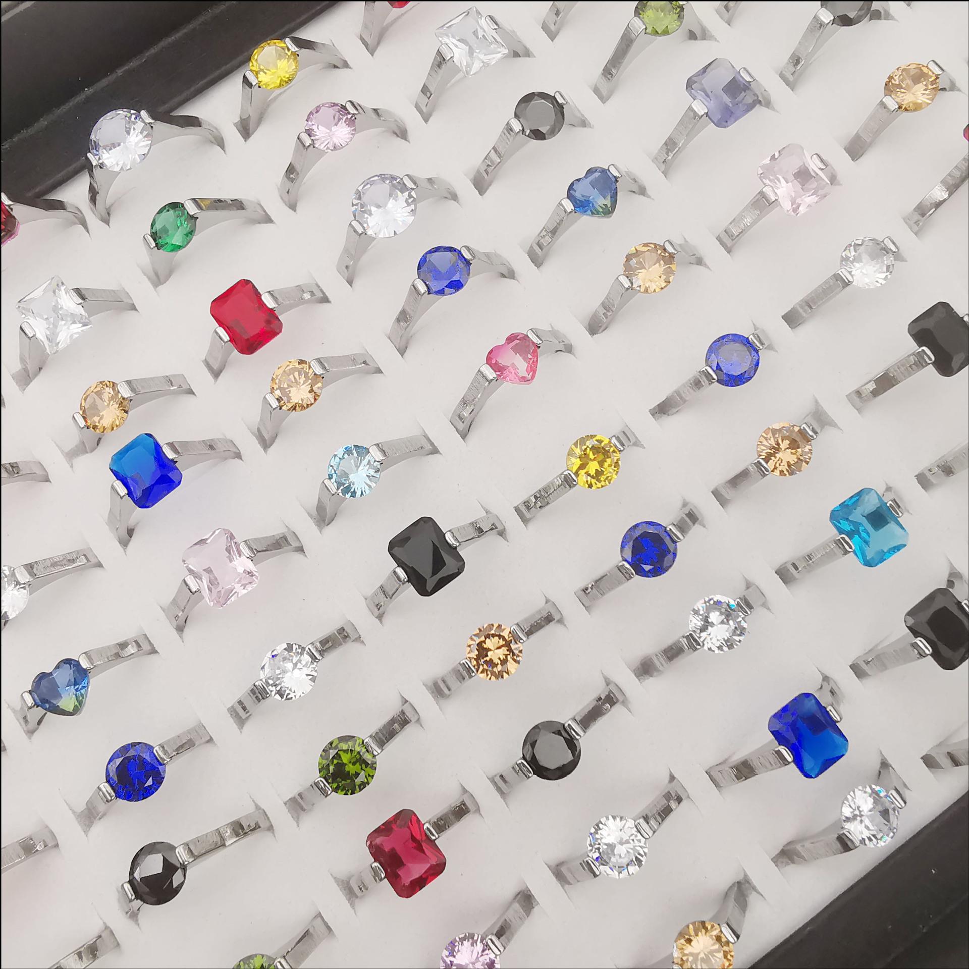 20Pcs Stainless Steel Zircon Ring Waterproof  Plated Jewelry Women s Classic Elegant Ring High Quality Gifts