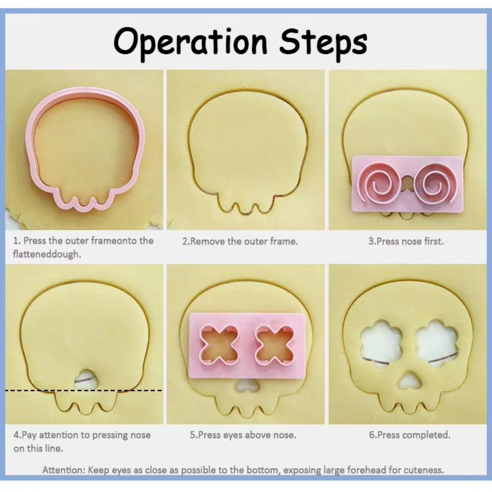10Pcs/Set DIY Skull Cookie Cutter Cartoon Cookie Stamp Halloween Biscuit Mold Baking