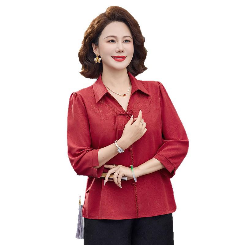 Middle-aged Mom's Casual Three-Quarter Sleeve Top - 2026 New Style