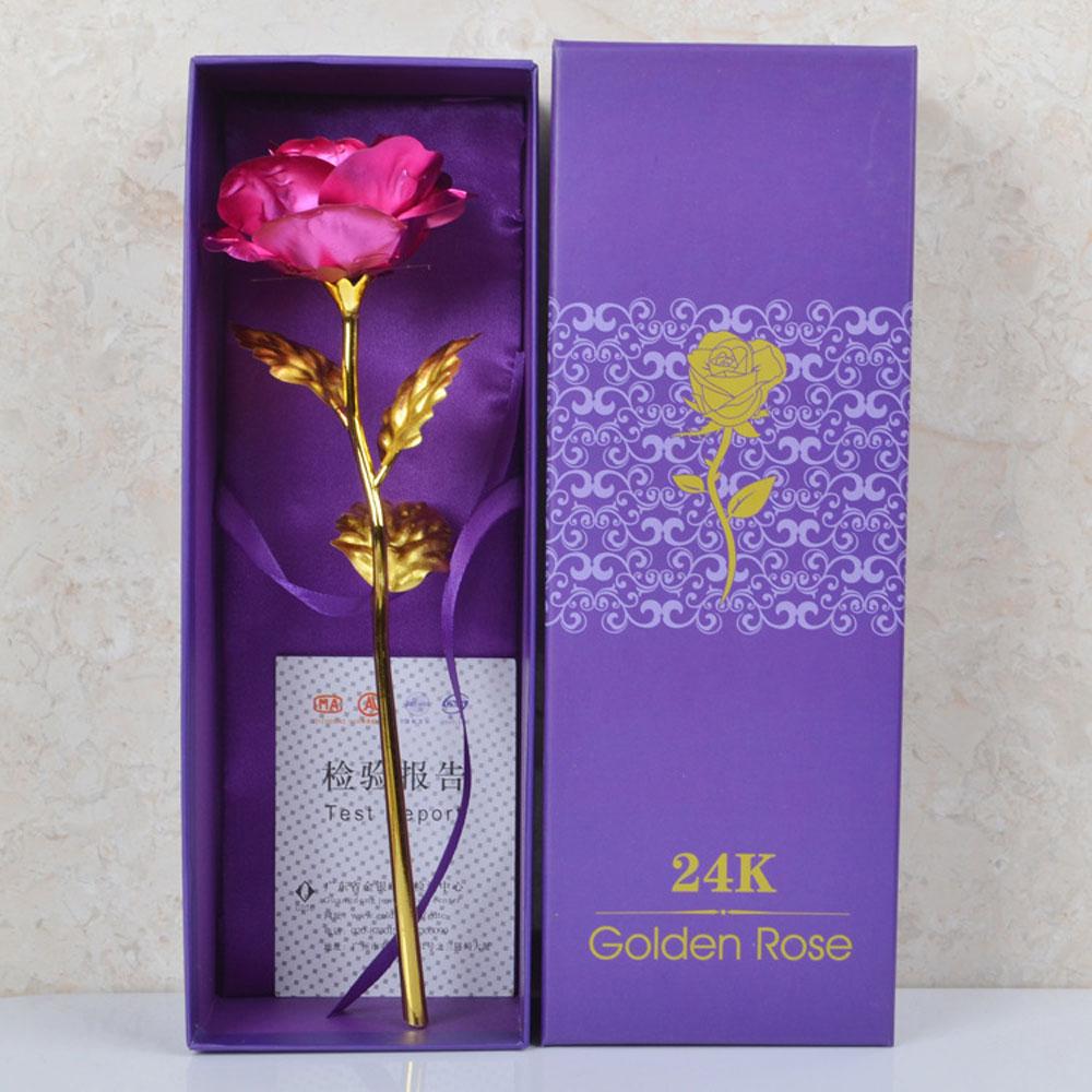 Creative Artificial 24K Gold Rose Flowers with Gift Box for Mothers Day Valentines Day Birthday Anniversary Thanksgiving Present