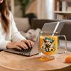 1 piece Insulated Double Wall High Borosilicate Reusable Tumbler with Handle Large Capacity Clear Coffee Mug for Men Women Hot and Cold Beverages