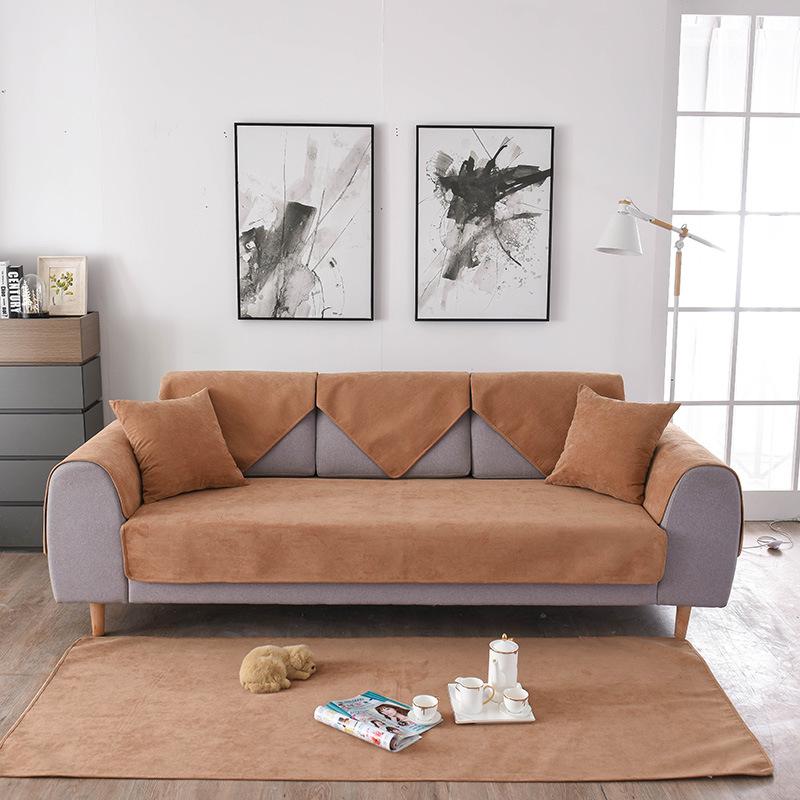 Velvet Non-Slip Waterproof Solid Color Sofa Cushion Modern Minimalist Waterproof To Prevent Leakage of Urine Sofa Cover Slipcover