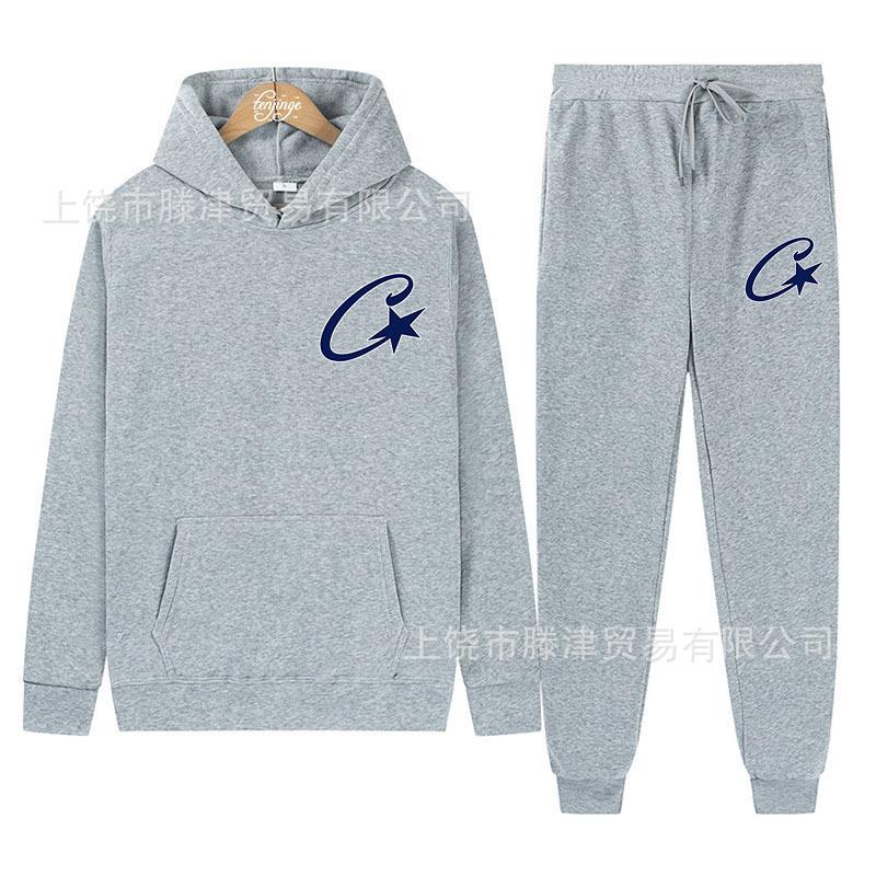 Trendy Corteiz Devil's Island Hoodie Street Hip Hop Sports Pants Casual Versatile Set