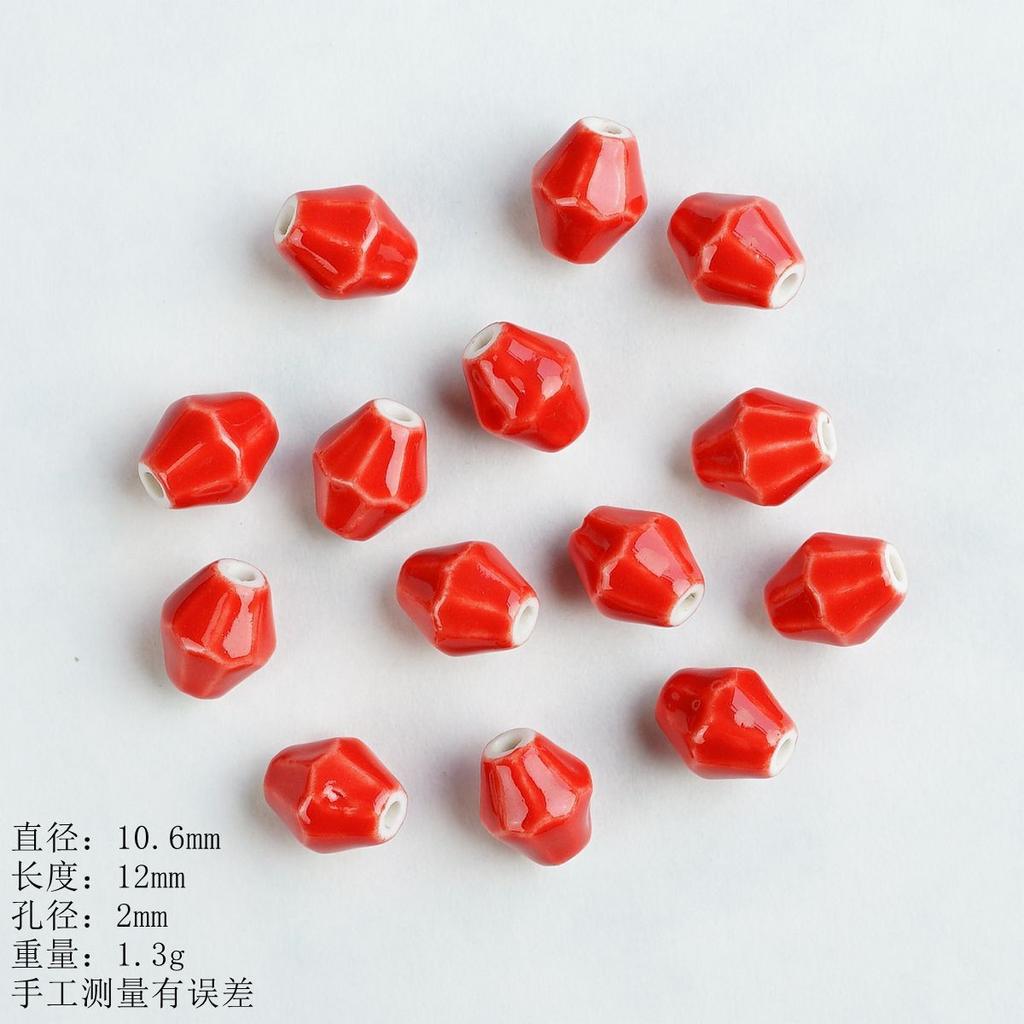 Ceramic Loose Beads Chinese Red Beads Handmade DIY Necklace Loose Beads Accessories