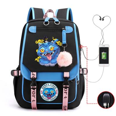 Cartoon Schoolbag, Campus Korean Version, Primary and Secondary School Student Leisure Backpack with USB.