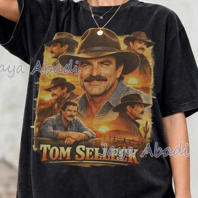 Tom Selleck 90er Bootleg T-Shirt – Vintage Streetwear Grafik-T-Shirt, Abgenutztes Grunge-Shirt
