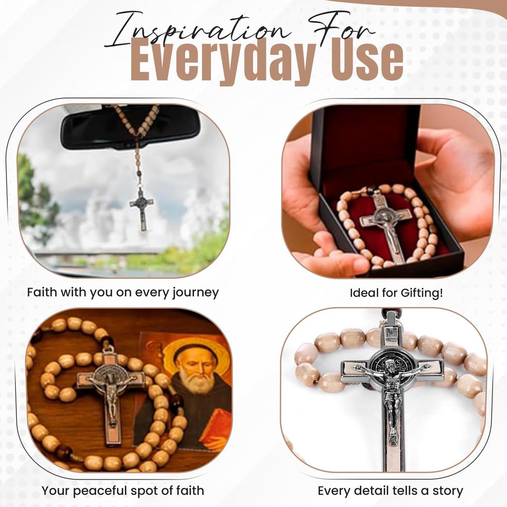 Italian-made rosary, Pope Francis, Vatican, Roman Saint, medal, cross, Saint Benedict, patron saint of students, Christianity, faith, veneration of