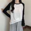 Women's Korean Style Round Neck Raglan Long Sleeve Warm Slimming Base Layer Top