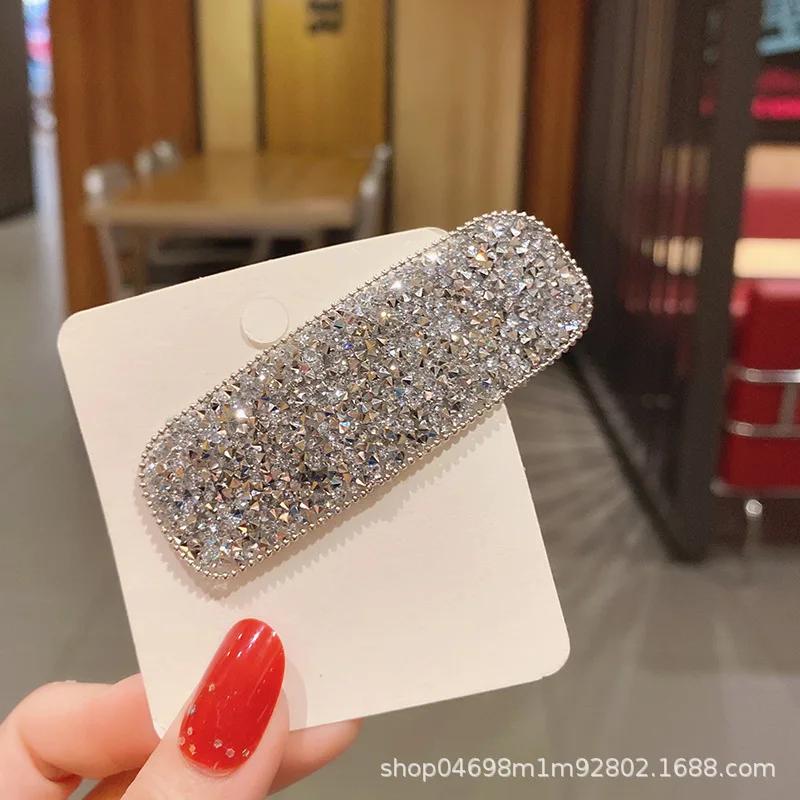 Koreanische Mode Strass Anstecknadel Tropfen Quadrat Einfache Glitzer Haarspangen Pony Haarorganizer Clips Damen Haarschmuck