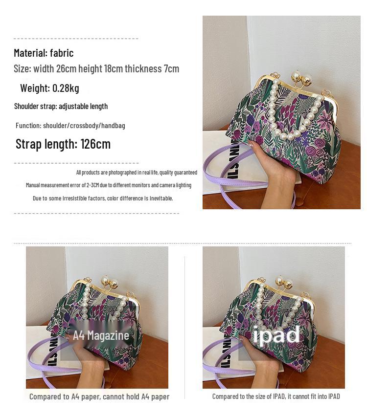 2026 Spring Retro Floral Shoulder Bag: Versatile & Trendy Crossbody for Women