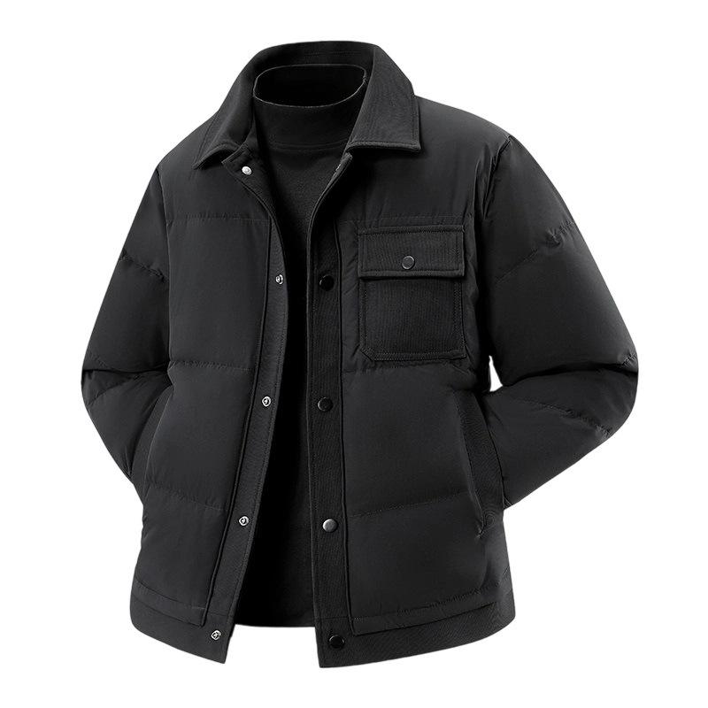 

Легкая мужская пуховая куртка с зимним воротником, карманной отделкой и утолщенная мужская куртка L чёрный