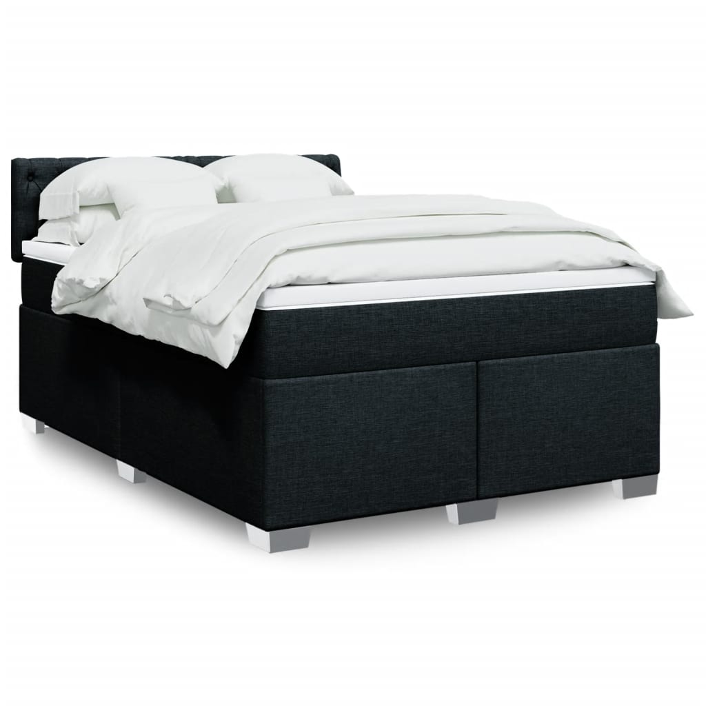 Vidaxl Kontinentalbett Mit Matratze, Schwarz, Stoff, 140X190 Cm