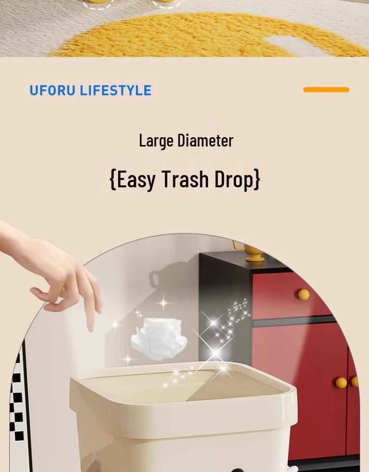 Cute Open-Top Square Trash Can with Press Ring – Large Capacity for Living Room, Bathroom, Kitchen