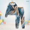 Kids Boys Girls Hooded Long Sleeve Colorful Printed Sweatshirt And Cuffed Pants Two Piece Set