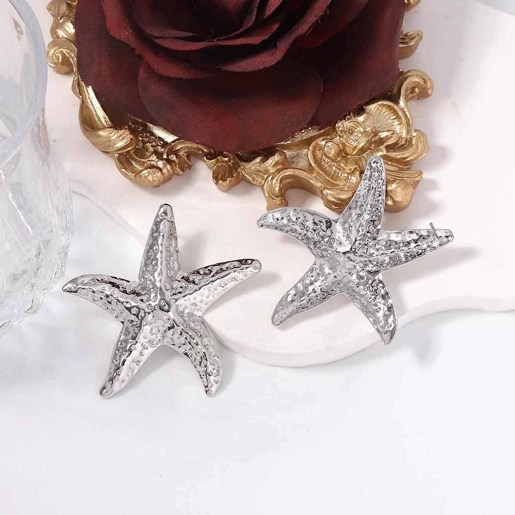 European and American Summer New Beach Vacation Style Personalized Creative Starfish Earrings, Trendy Fashion Commuter Earrings