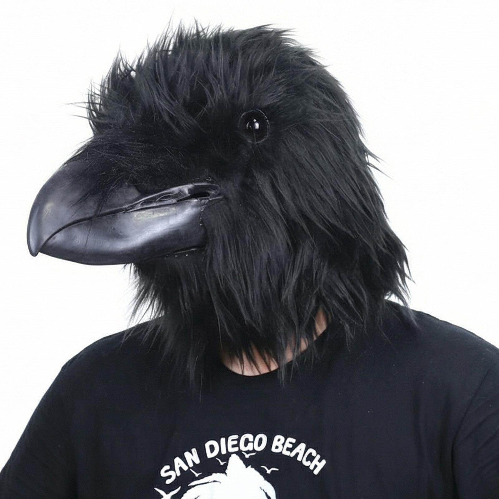 Dark Animal Halloween Raven Mask Raven Headgear Masquerade cos Costume props made of latex Furry raven
