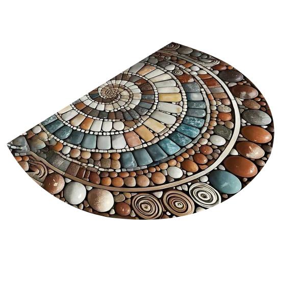 Fußmatte Rutschfest Stabiles Design Farbecht Saugfähig 3D-Illusions-Teppich Halbkreis Wohnzimmer Schlafzimmer Eingang Dekorativer Fußabtreter