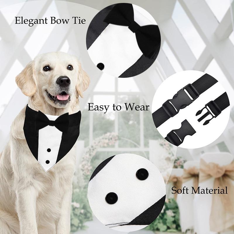 Elegant Bow Tie Dog Collar Adjustable Tuxedo Bandana For Puppy Formal Wear Wedding Birthday Party Cosplay Dress Up Accessory