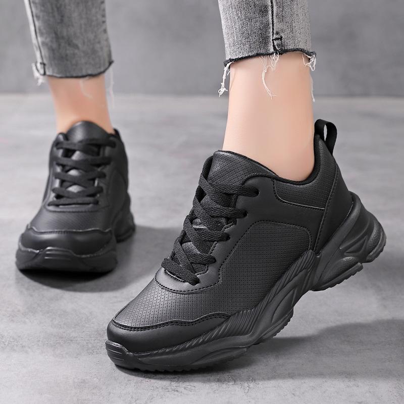 Soft-soled ultra-light casual sports shoes, new autumn and winter leather shoes, spring and autumn student lightweight dad shoes