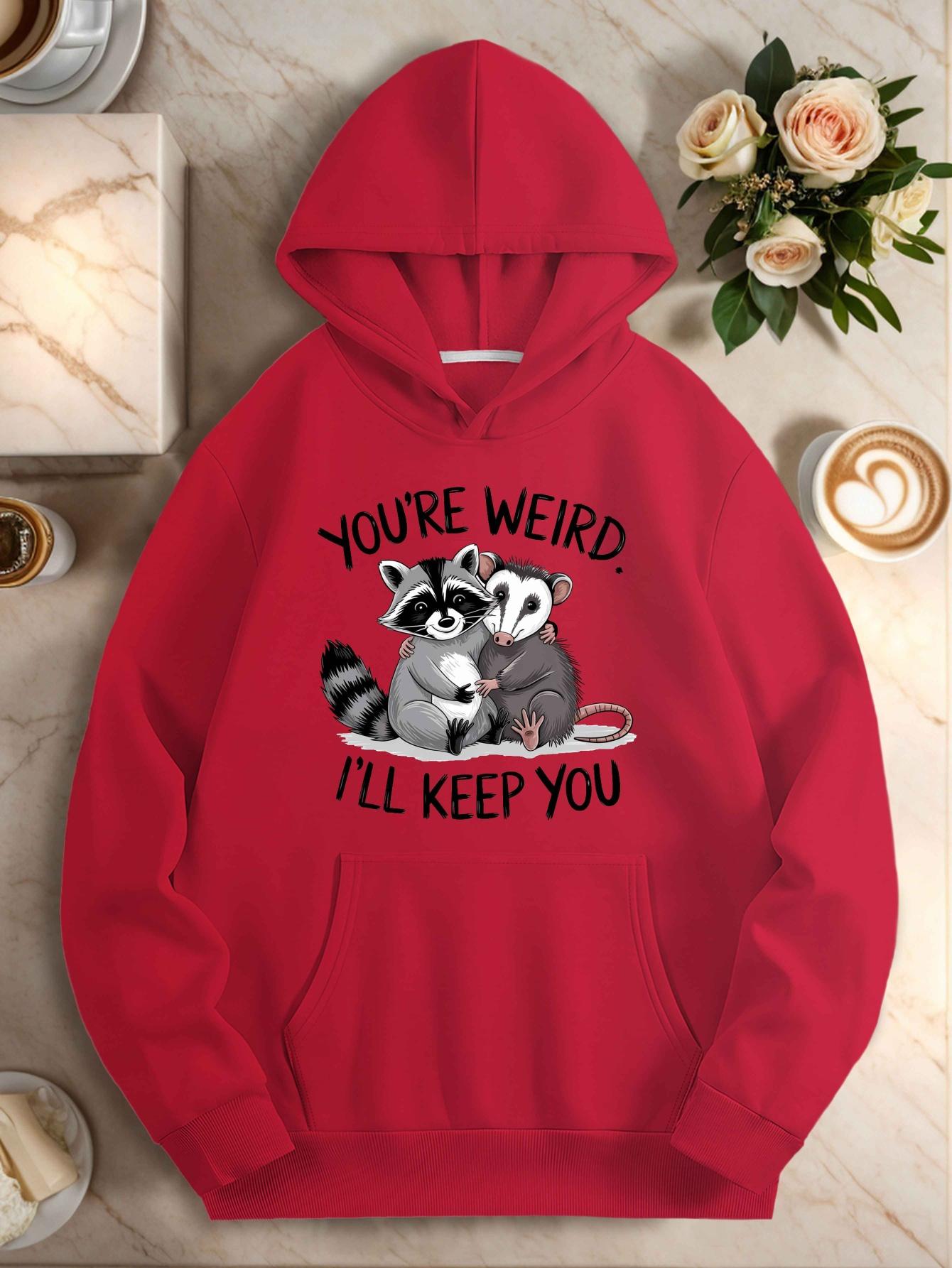 

женские худи с енотом и опоссумом в обнимку XXL красный