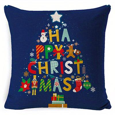 Short Plush Material Pillowcasehome Decor Merry Christmas & Happy New Year Pillow Covers Pattern Cushion Cover Suitable For Sofa